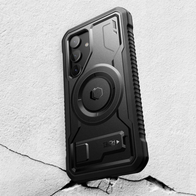 Kapotë telefoni Tech-Protect Kevlar MagSafe, Galaxy S24 Plus, me mbajtëse, e zezë