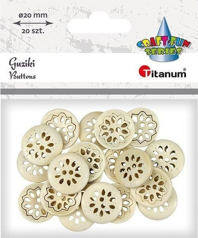 Kopsa druri Titanum Flower, 20mm, set 20 copë, ngjyrë natyrale
