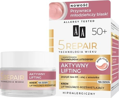 Krem ditor fytyre AA Age Technology 5Repair 50+, lifting dhe ndriçues, 50ml