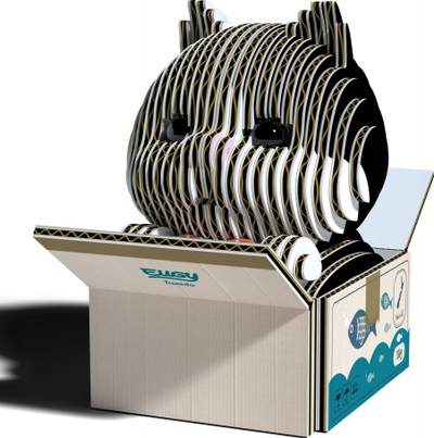 Set ndërtimi 3D Eugy Cat Tuxedo, model mace, karton ekologjik, shumëngjyrësh