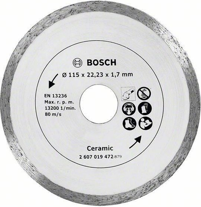 Disk prerës Bosch 2607019472 për qeramikë, 115mm, me diamant, gri