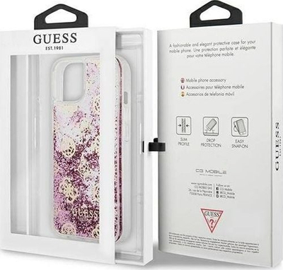 Mbulesë telefoni Guess GUHCP13SLGPEPI, për iPhone 13 mini 5.4", Peony Liquid Glitter, rozë