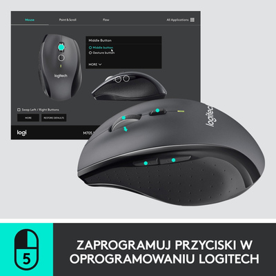 Mouse pa tela Logitech M705 Marathon, USB, ergonomik, gri