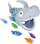 Lojë me uj Game Fishes Shark 532273 Mega Creative, set me 6 peshq për banjo, me bojra të ndryshme
