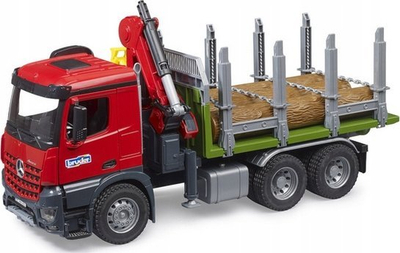 Lodër kamion Mercedes Benz Arocs Bruder, vinç druri, me trungje, shumëngjyrëshe