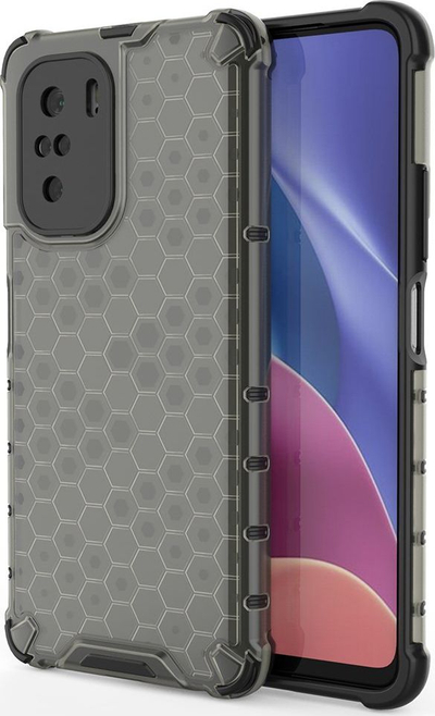 Mbrojtëse telefoni Hurtel Honeycomb, Xiaomi Redmi K40 Pro Plus K40 Pro K40 Poco F3, xhel TPU, e zezë