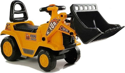 Buldozer ride-on Leantoys, eskavator lodër me kovë që lëviz, i verdhë