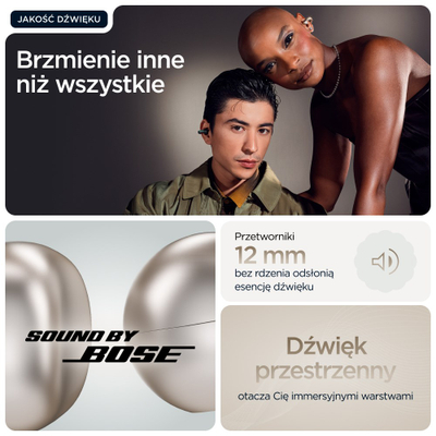 Kufje wireless Motorola Moto Buds Loop, Bluetooth, me kapse rreth veshit open ear, bezhë me kristale Swarovski