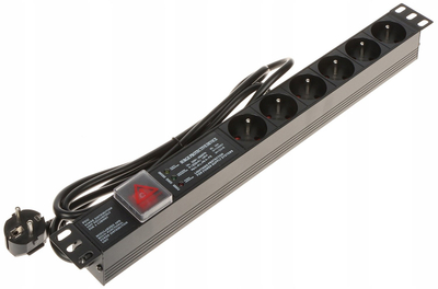 Панел за распределба на енергија PD-6/R-SPD-3L, 6 излези, 1U, за RACK 19" кабинет