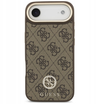 Këllëf telefoni Guess Hardcase 4G për iPhone 17 Pro, plastik i fortë, kafe