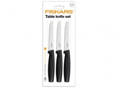 Set thika Fiskars, për tryezë, 3 copë, zezë