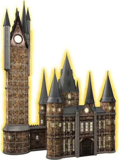 Puzzle 3D Ravensburger Harry Potter Hogwarts Castle Astronomy Tower Night Edition, 540 pjesë, me drita LED, shumëngjyrësh
