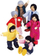 Set lodrash Happy Family Asian, 6 kukulla druri, për shpi kukullash, shumëngjyrëshe