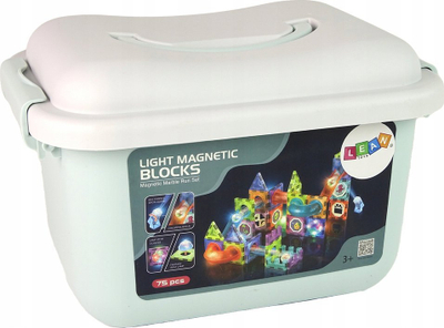 Lodër konstruktore LeanToys Ball Slide, blloqe magnetike, 75 elemente, shumëngjyrëshe