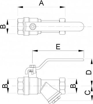 Valvul sferike me filtër i pjerrët Hydroland Titan ZKWF-PP-20, 3/4", 20 mm, metalike