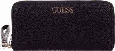 Портфел Guess Alby, текстил, со голем патент, црн, за жени