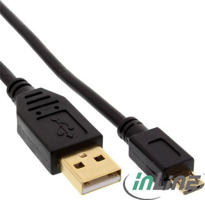 Kabllo InLine microUSB, 3 m, e zezë