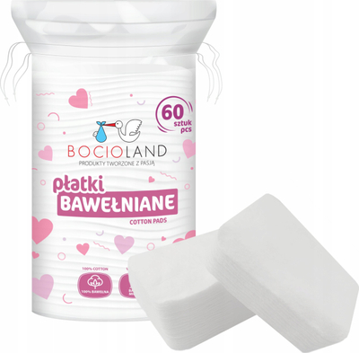Disko pambuku kozmetike Bocioland, 100% pambuk, 60 copë, të bardha