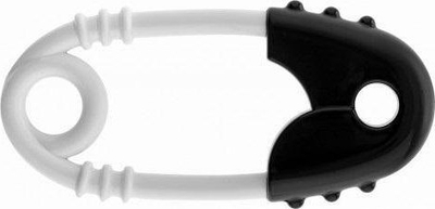 Lodër rrotull Tullo Rattle Safety Pin, për foshnje, bardh e zi
