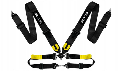 Rripa sigurie racing Slide V2 Quick, 4 pika, 3", të zinj