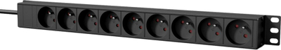 Shirit energjie rack Caymon PSR119FS/B, 9x Type E, 1U, 2.5 m, i zi