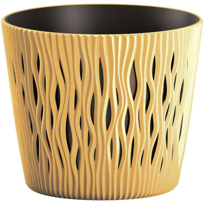 Vazo lulesh plastike Sandy Round, 22.5 cm, bezhë