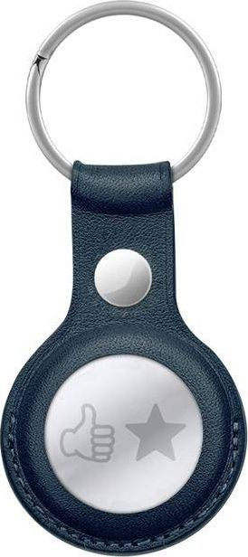 Çelësmbajtëse Crong për Apple AirTag, lëkurë, blu navy