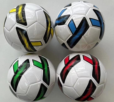 Top futbolli L928, madhësia 5, panele të qepura, i bardhë me ngjyra mikse