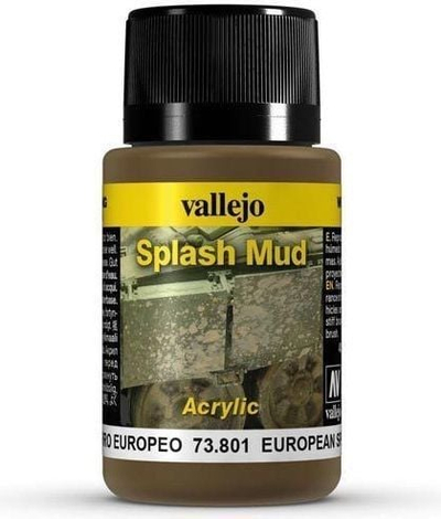 Ефект Weathering Vallejo European Splash Mud, 40ml, европска кал, кафеава