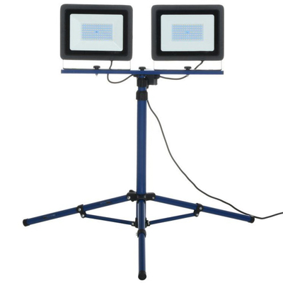Prozhektor pune LED dyfishtë, 2x100W, 4000K, stativ i kaltër