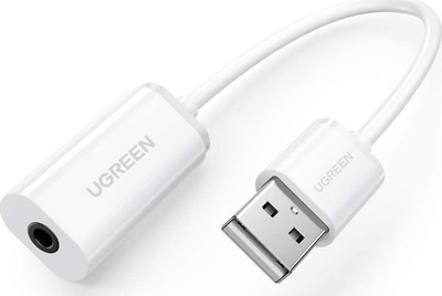 Adapter audio UGREEN USB A në 3.5mm, TRRS, 15cm, i bardhë