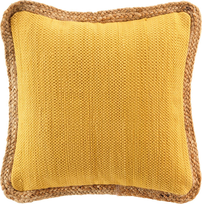 Jastëk dekorativ Double-Sided, 45x45 cm, kornizë jute, i verdhë