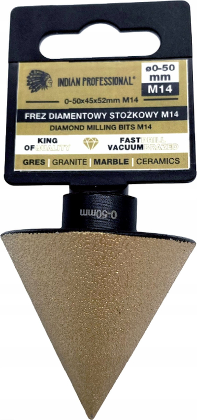 Frezë diamanti konike Indian Professional IP7725, M14, 2‑48mm, ngjyrë ari