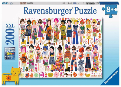 Puzzle Ravensburger Flowers and Friends XXL, 200 pjesë, 49 x 36 cm, shumëngjyrësh