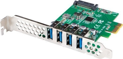 Kartë PCI Express Lanberg PCE-US3-004, 4 porta USB 3.1 Gen 1, 5 Gbps, e zezë