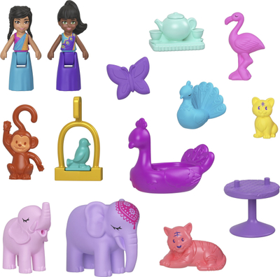 Set loje Mattel Polly Pocket Peacock Garden Compact, me kukulla dhe aksesorë, shumëngjyrësh