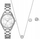Set aksesorësh Michael Kors Lauryn, orë 33mm çelik inoks, varëse edhe vathë, ngjyrë argjendi