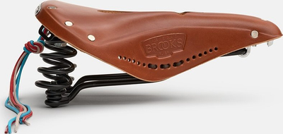 Ulëse biçiklete Brooks Flyer Carved, lëkurë, sustaina çeliku, ngjyrë honey