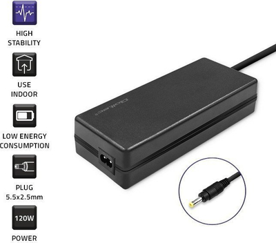 Karikues laptopi Qoltec për Asus, 120W, 19V 6.32A, i zi