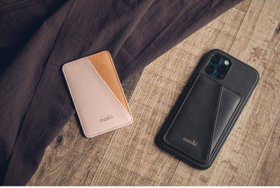 Portofol magnetik Moshi Moshi Slim Wallet, SnapTo System, lëkurë vegane, kafe karamel