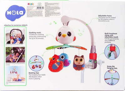 Karusel për bebe Leantoys Birds, muzikor, shumëngjyrësh