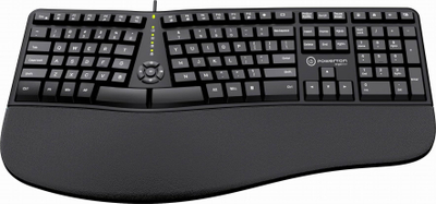 Tastierë Powerton ERGO LANA, ergonomike, me kabllo USB, CZ SK, e zezë