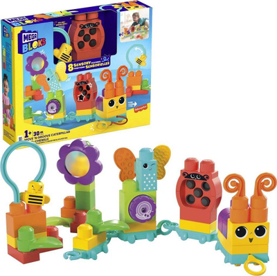 Lodër tërheqëse Mattel Mega Bloks Activating Caterpillar HKN44, 30 copa, shumëngjyrëshe