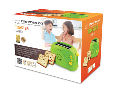 Toaster Esperanza Smiley EKT003, 7 nivele pjekjeje, funksion shkrirje, i bardhë