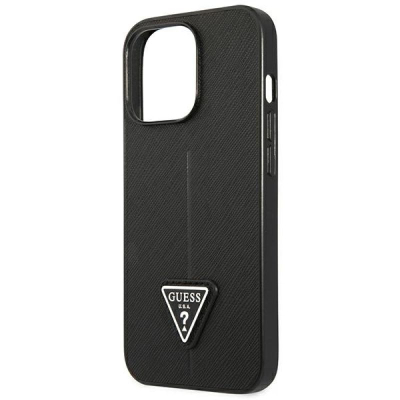 Mbulesë telefoni Guess Saffiano Triangle Logo, iPhone 14 Pro Max 6.7", hardcase, e zezë