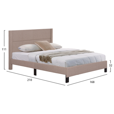 Krevet dopio HomeMarkt Trillop HM666.15, për dyshek 160x200 cm, me lama druri, stof bezhë