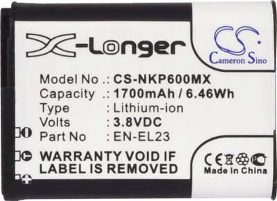 Bateri kamerë Cameron Sino EN-EL23, 1700mAh, Li-ion, e zezë