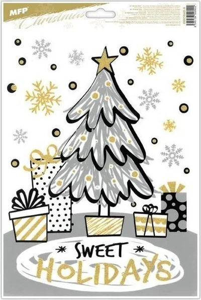 Ngjitëse dritareje MFP Christmas Glitter VA015, për zbukurim, 20x30cm, shumëngjyrëshe