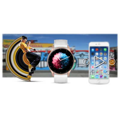Smartwatch Gravity GT2 5, ekran 1.28" IPS, IP67, rozë gold me rrip gri