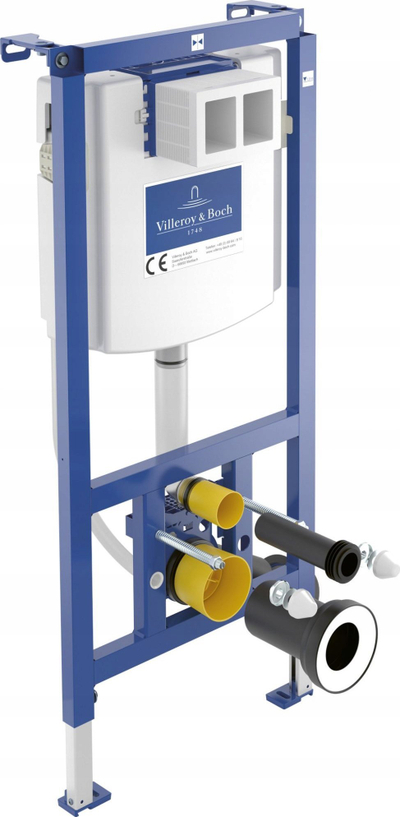 Kornizë WC e varur Villeroy & Boch VAL, kazán 3/6L, dalje vertikale, blu